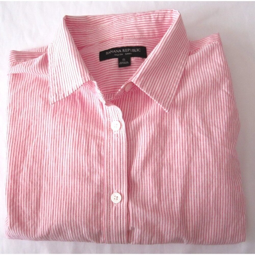 Women Banana Republic Oillon Button Stripe Long Sleeve Shirt Sz S (WB464)